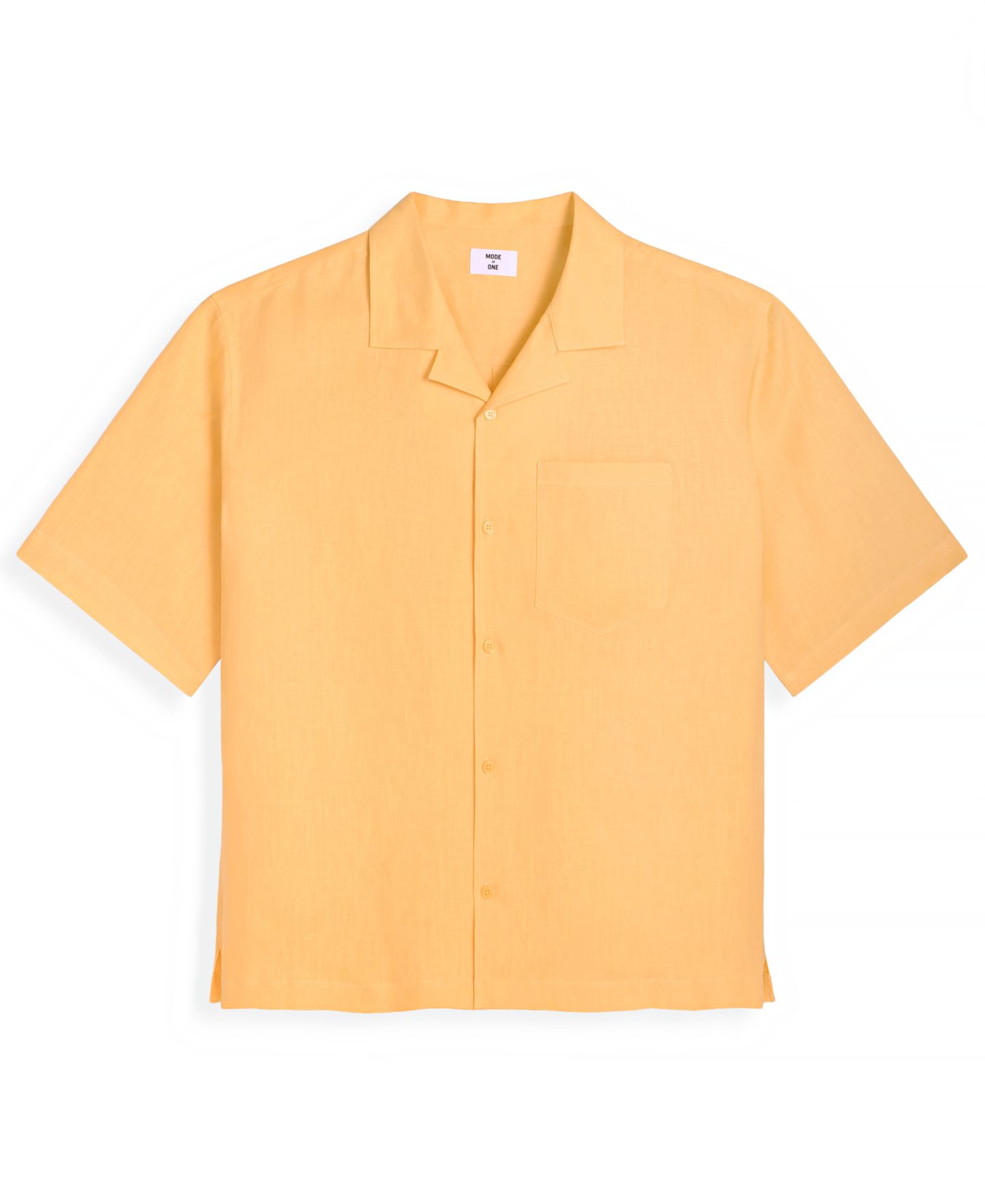 Мужская рубашка Mode of One Boxy-Fit Short-Sleeve Linen Camp, цвет: Cornsilk — фото 5