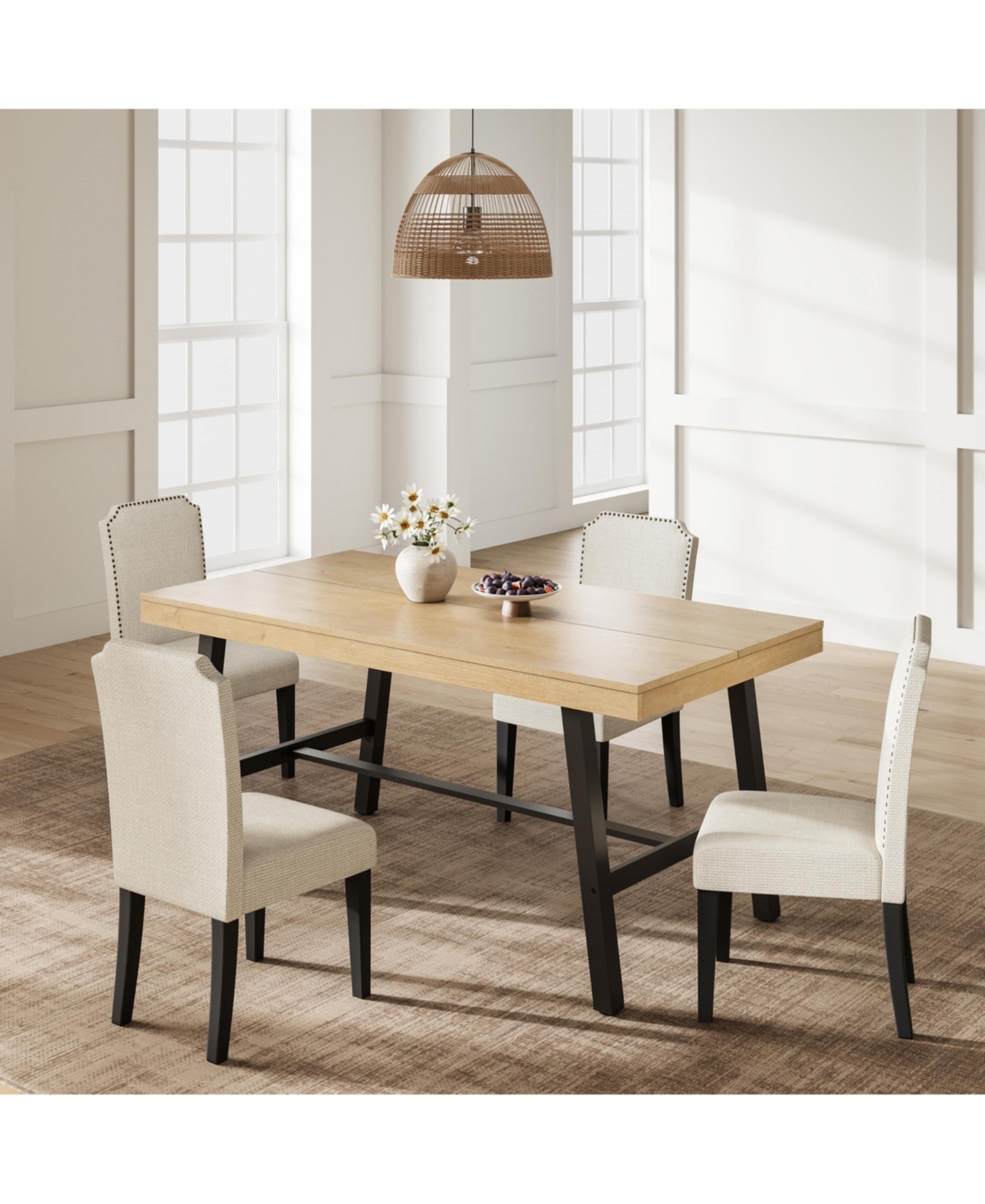 gaomon Dining Table for 2-4, 55" Heavy Duty Rectangular Kitchen Table with 2"x2" Metal Legs, Small Space Dining Table for Kitchen, Dining Room