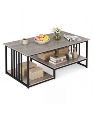43.5 Inch Coffee Table 2 Tier with Open Storage Shelf