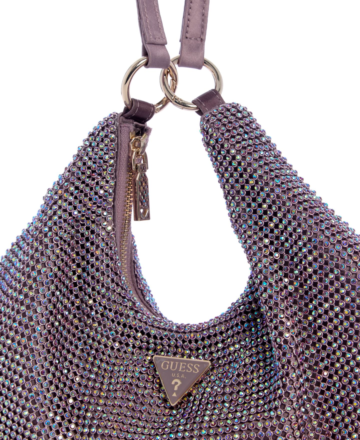 Женская сумка GUESS Jewels Small Rhinestone-Embellished Shoulder Handbag, цвет: Аметистовый — фото 4