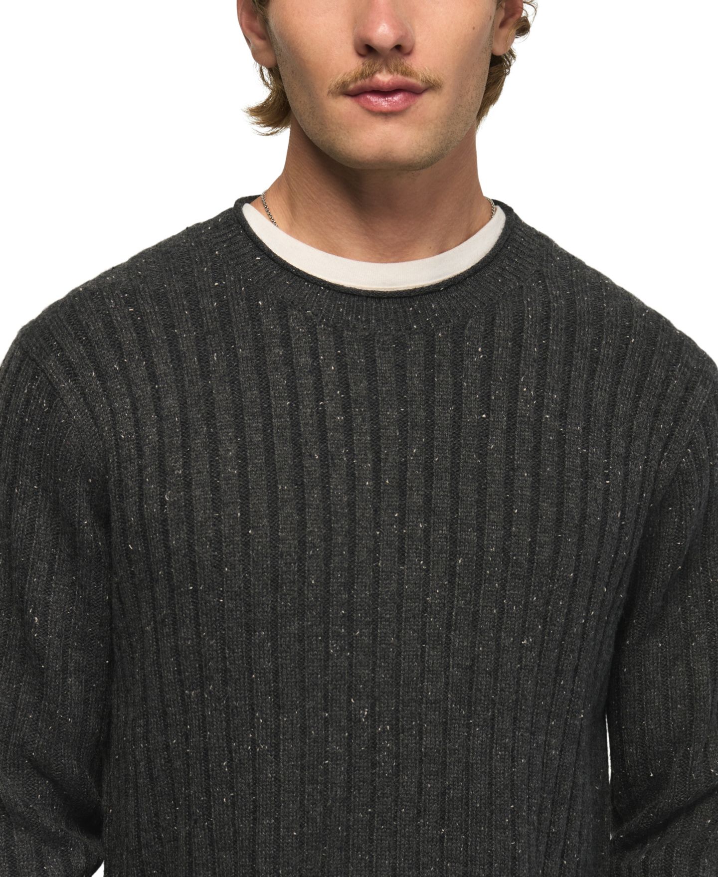 Мужской свитер Lucky Brand Donegal Crewneck Regular-Fit, цвет: Угольный серый меланжевый — фото 4