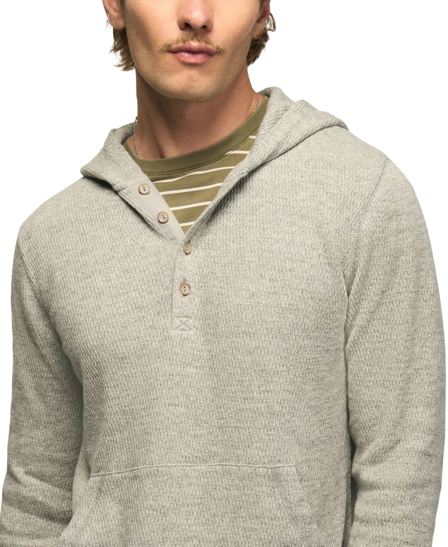 Мужское худи Lucky Brand Birdseye Thermal, цвет: Меланжевый серый — фото 4