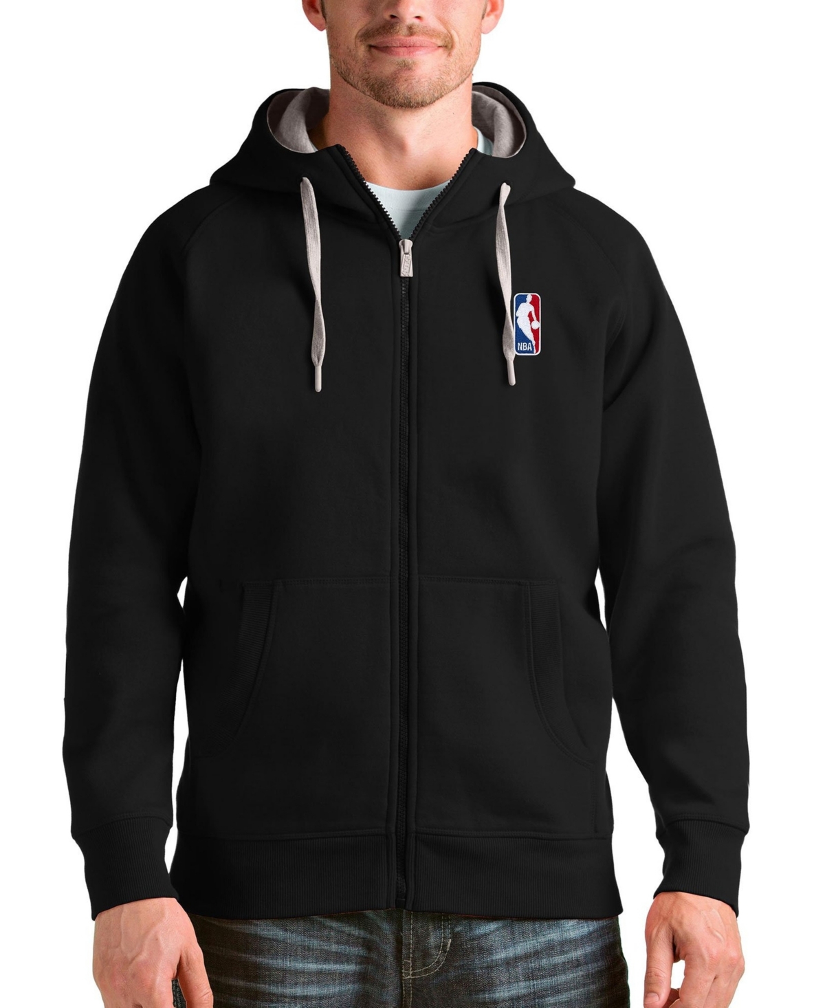 Antigua Men's Victory Full-Zip Hooded Fleece Jacket - Black