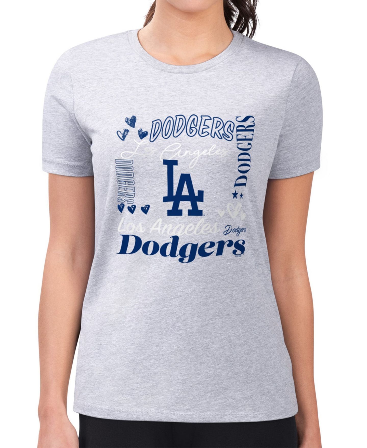 Женская футболка G-III 4Her by Carl Banks Heather Gray Los Angeles Dodgers Super-Slim Fit Lightweight Collage Team Graphic Crew Neck — фото 2
