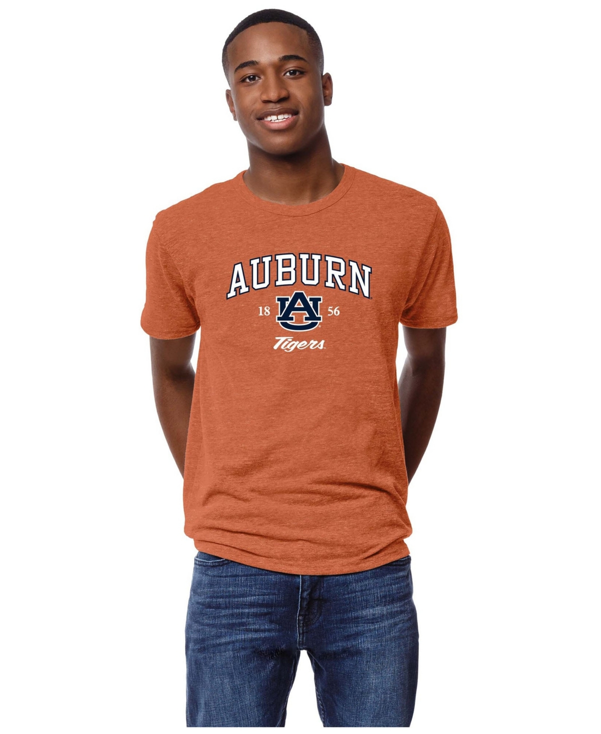 League Collegiate Wear Men's Auburn Tigers Victory Falls Tri-Blend Screen-Print T-Shirt