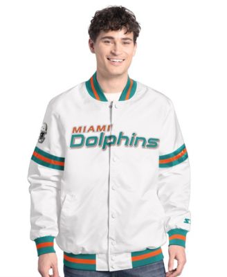 Men's&nbsp;Starter White Miami Dolphins Scout Full-Snap Varsity Jacket