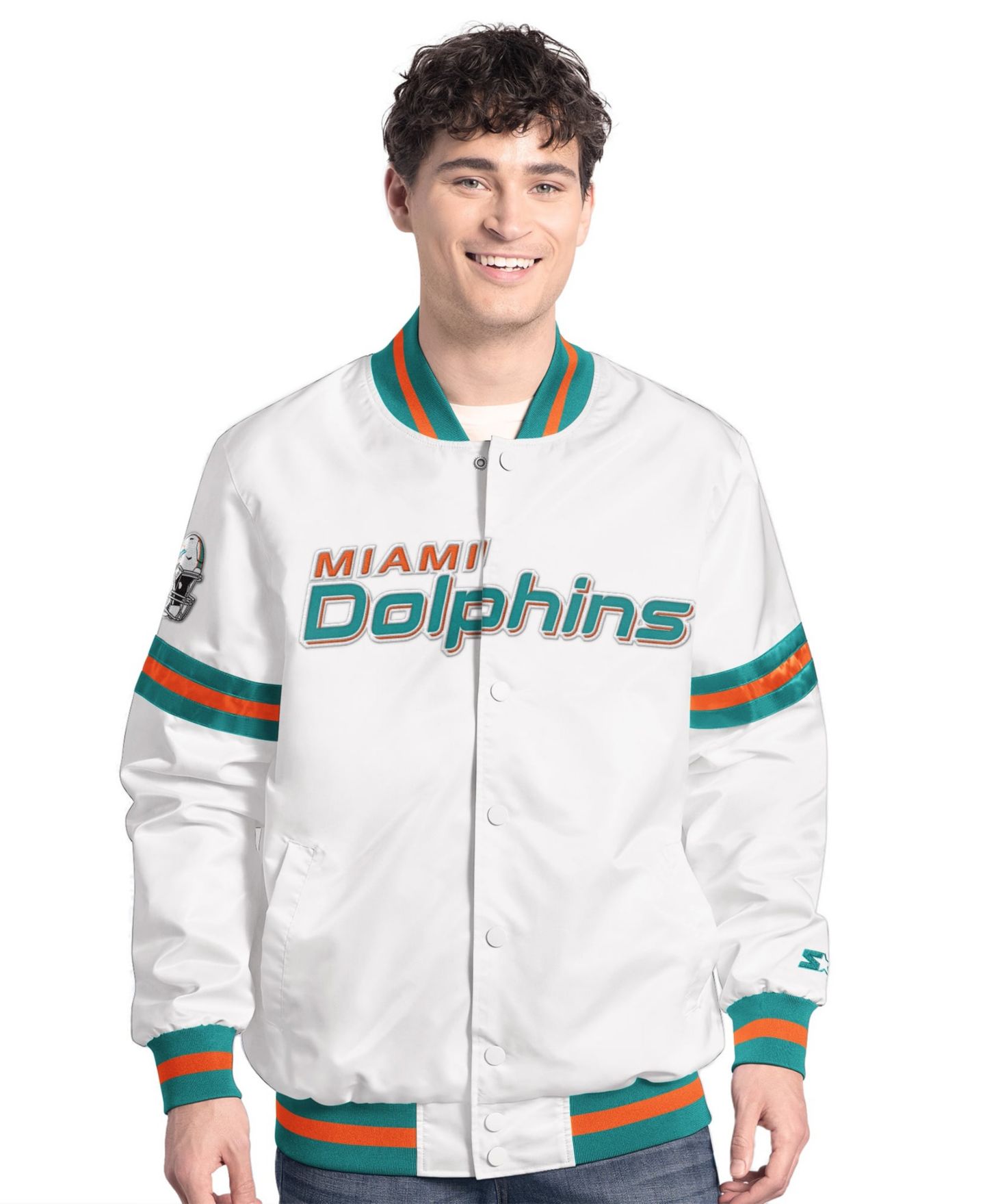 Мужская куртка Starter White Miami Dolphins Scout Full-Snap Varsity — фото 1