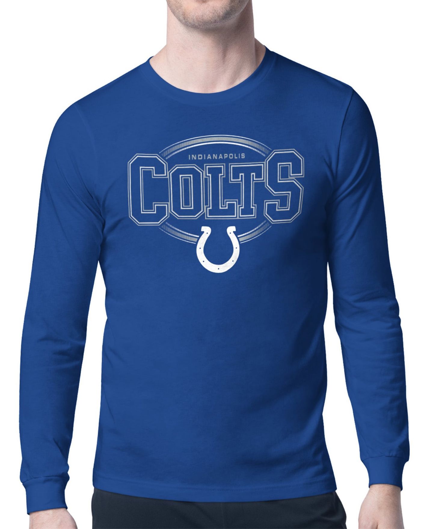 Мужская футболка Starter Royal Indianapolis Colts Team Track Graphic Long Sleeve — фото 1
