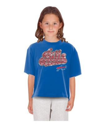 Big Girls Royal Buffalo Bills Flip Sequin Boxy T-Shirt