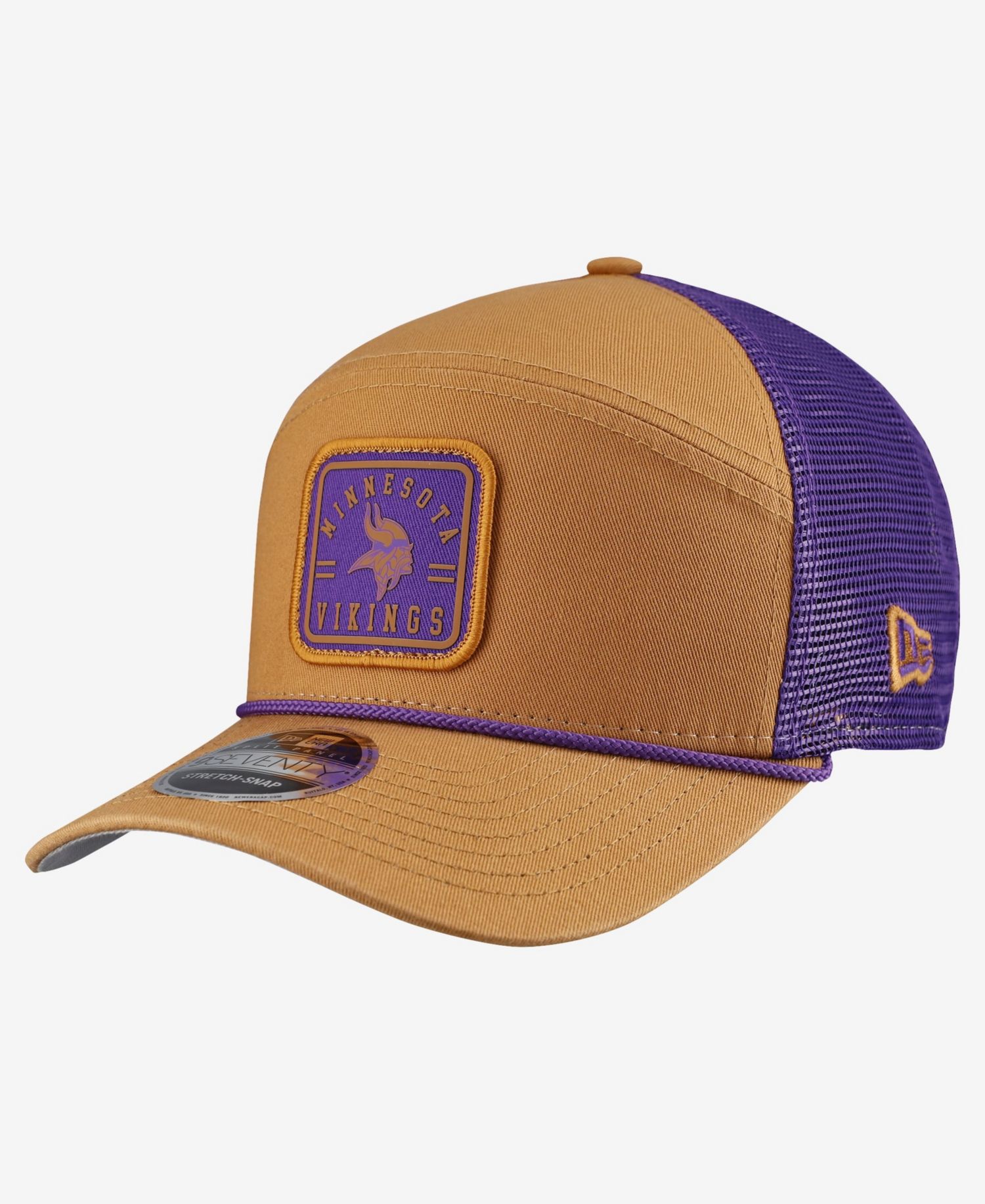 Men's Brown/Purple Minnesota Vikings Team Patch Split Panel 9SEVENTY Adjustable Trucker Hat