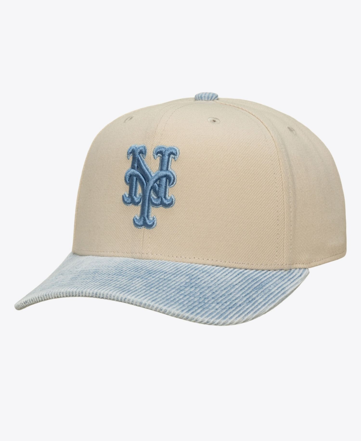 Men's Cream/Light Blue New York Mets Washed Corduroy Pro Crown Snapback Hat