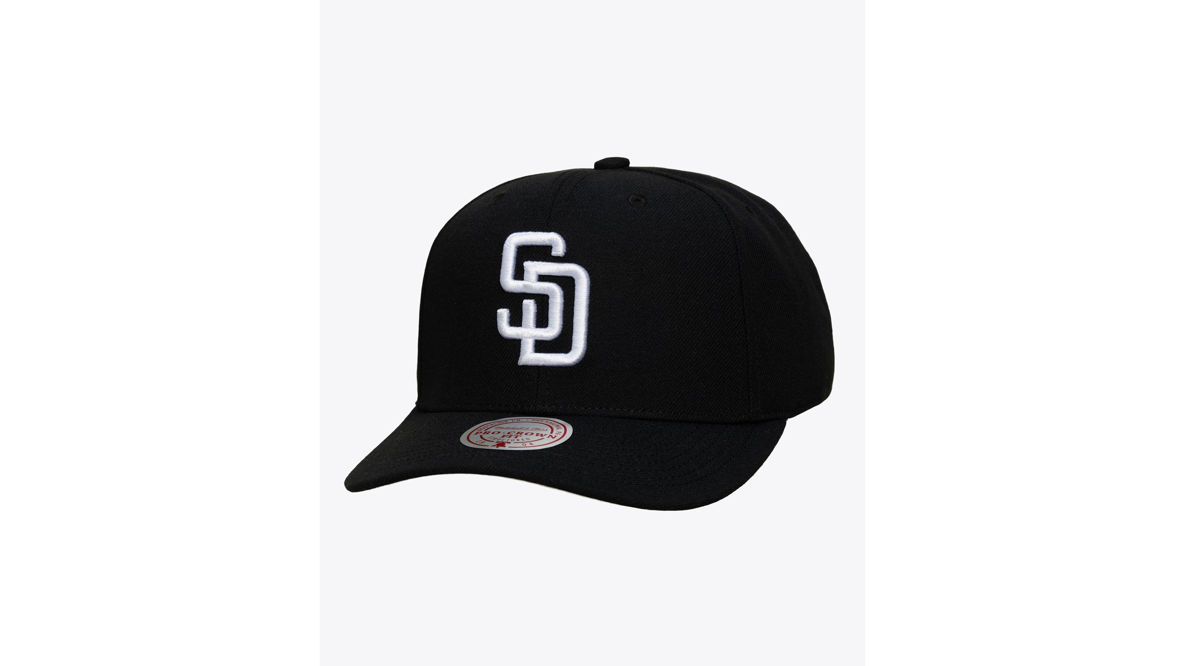Mitchell & Ness Men's San Diego Padres Structured Black and White Pro Crown Snapback