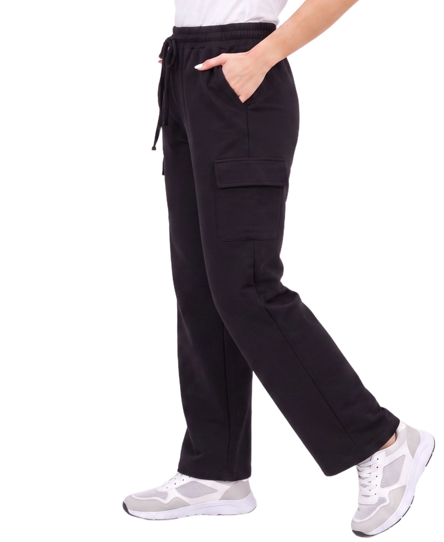 Women's Wide-Leg Cargo Fleece Sweatpants