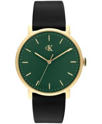 Men's Quartz Real Black Leather Watch 40mm
