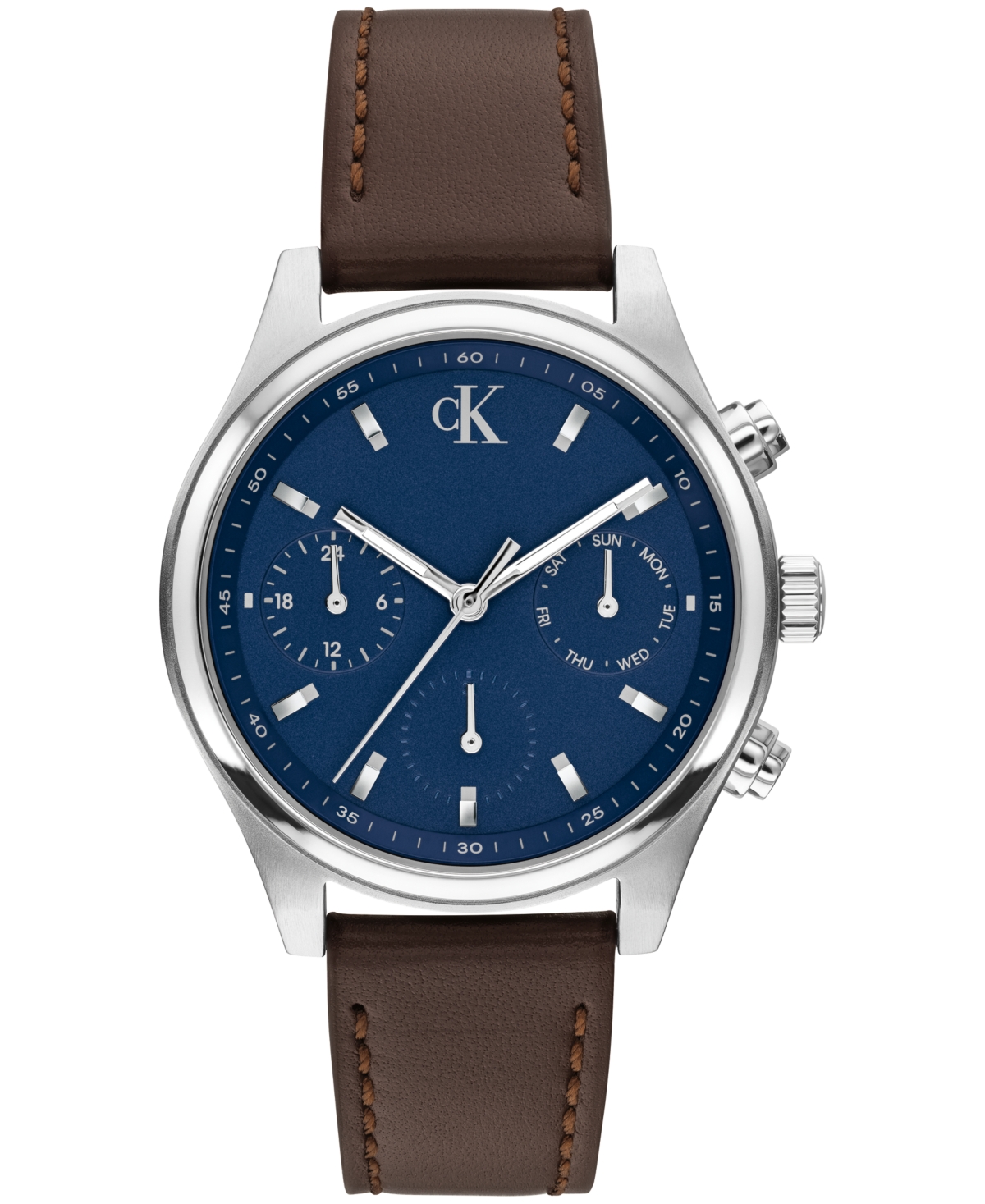 Calvin Klein Men's Quartz Chronograph Brown Leather Watch 38mm