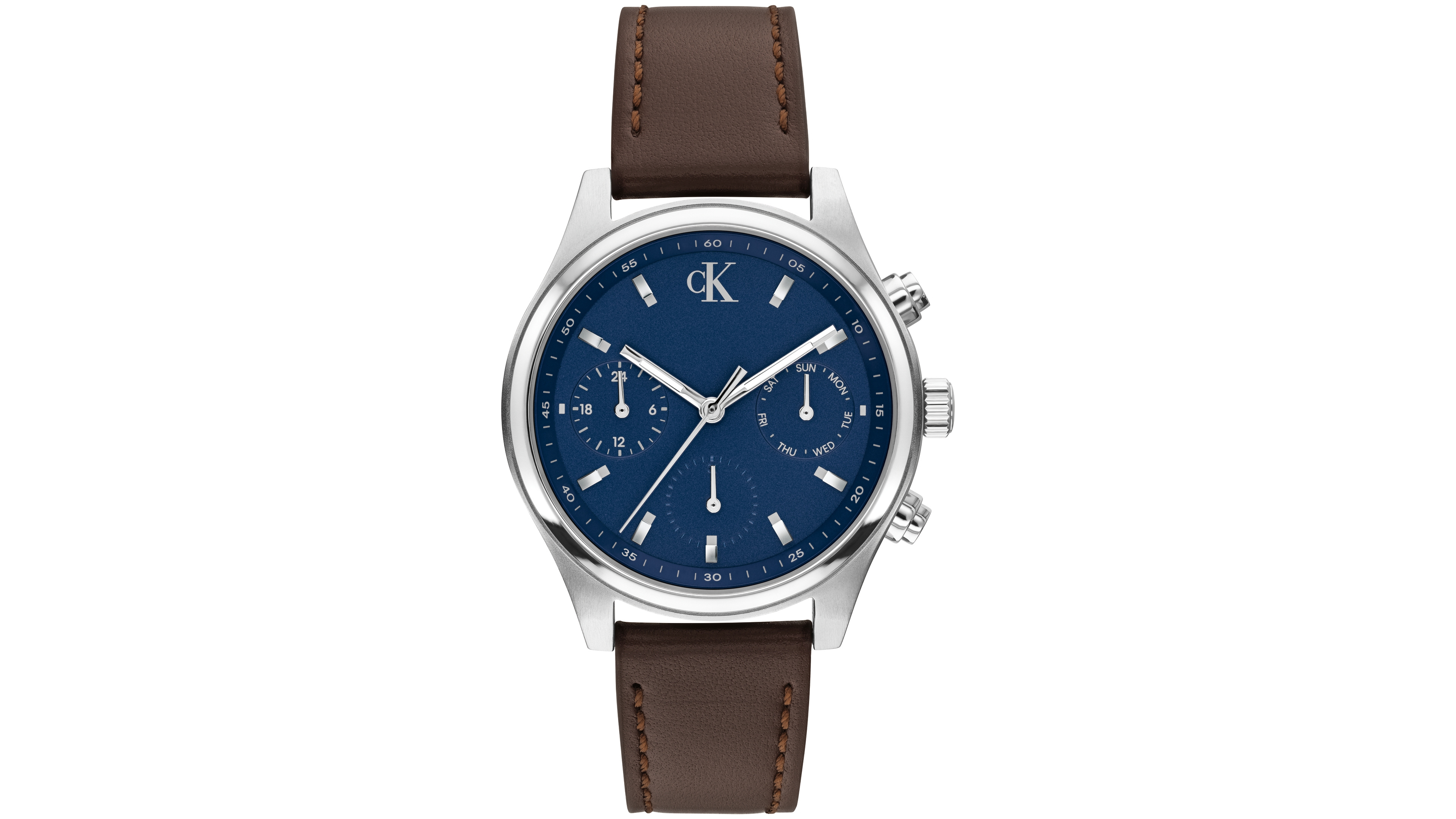 Calvin Klein Men's Quartz Chronograph Brown Leather Watch 38mm