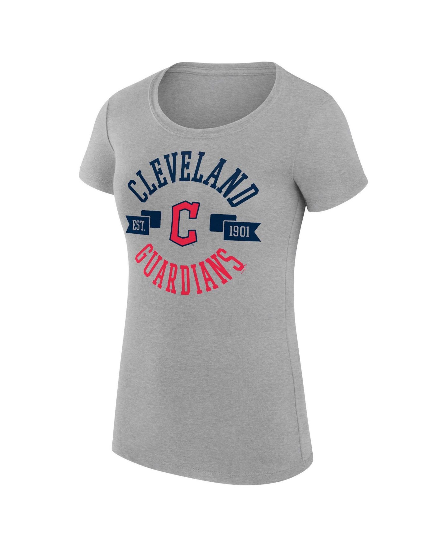 Женская футболка G-III 4Her by Carl Banks Heather Gray Cleveland Guardians Super-Slim Fit Lightweight City Graphic — фото 4