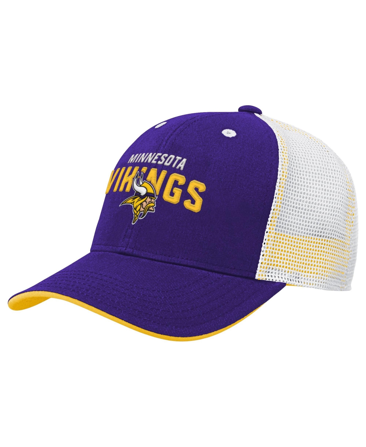 Outerstuff Kids' Preschool Core Lockup Minnesota Vikings Trucker Adjustable Baseball Cap In Purple,white