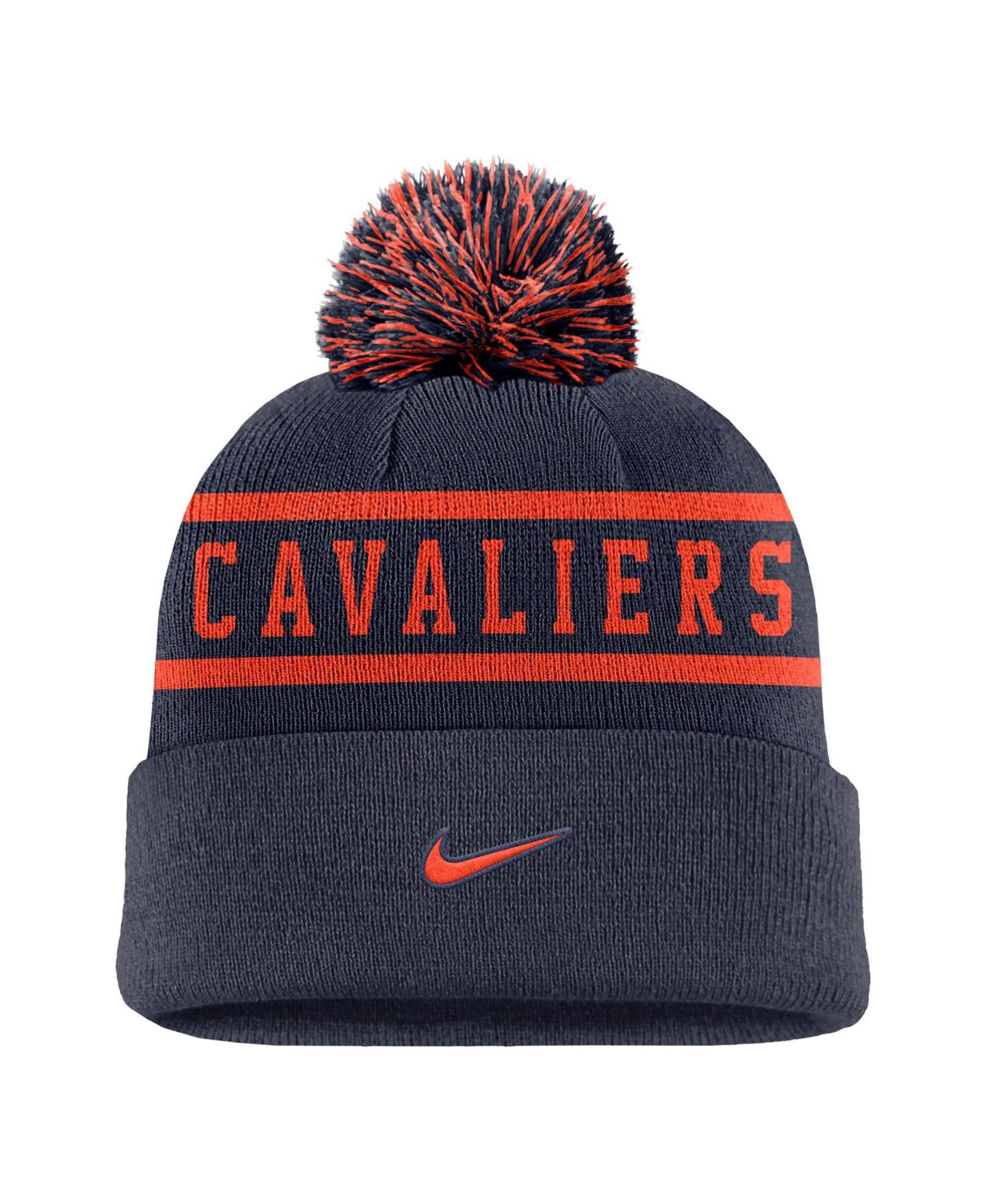 Мужской головной убор Nike Navy Virginia Cavaliers Peak Cuffed Knit Pom Hat — фото 2