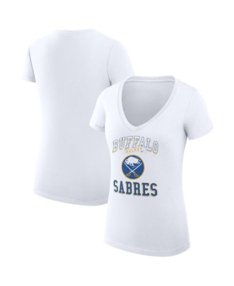 Женская футболка G-III 4Her by Carl Banks White Buffalo Sabres Super-Slim Fit Lightweight Team Logo Graphic V-Neck