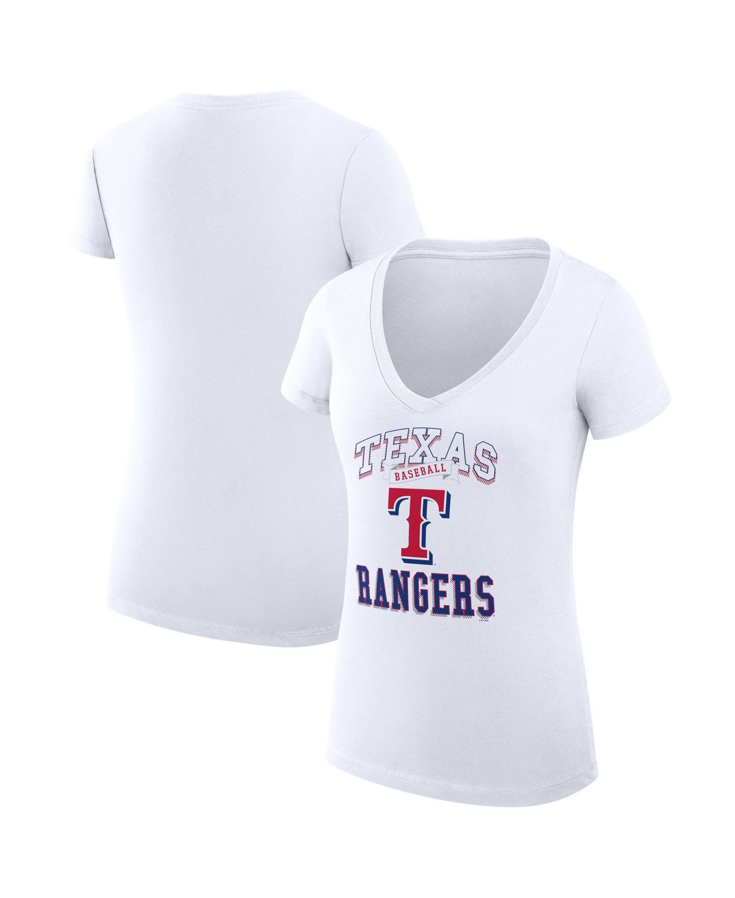 Женская футболка G-III 4Her by Carl Banks White Texas Rangers Super-Slim Fit Lightweight Team Logo Graphic V-Neck — фото 1