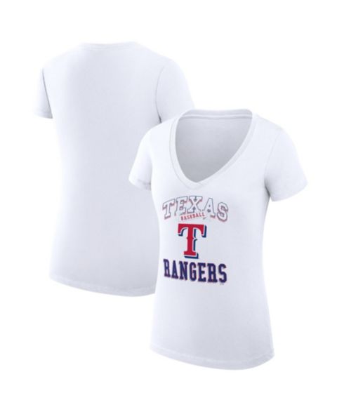 Женская футболка G-III 4Her by Carl Banks White Texas Rangers Super-Slim Fit Lightweight Team Logo Graphic V-Neck