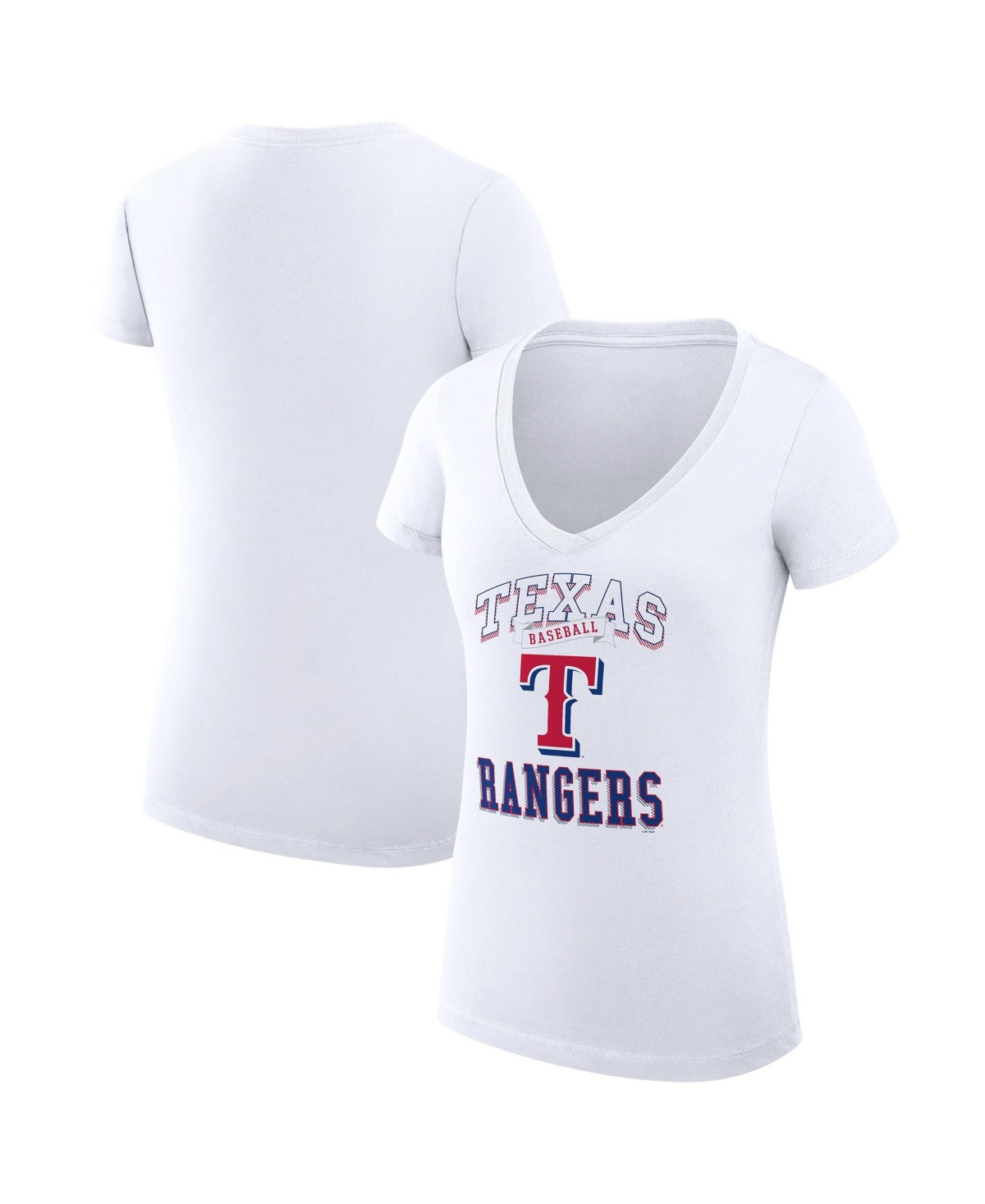 G-iii 4Her by Carl Banks Women's Texas Rangers Team Logo Graphic V-Neck T-Shirt