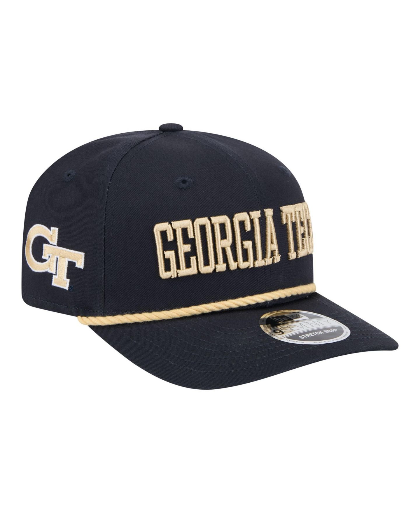 Мужские головные уборы New Era Navy Georgia Tech Yellow Jackets Wordmark Rope 9SEVENTY Stretch-Snap Hat — фото 1