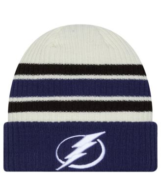 Men's Cream/Blue Tampa Bay Lightning Vintage Cuffed Knit Hat