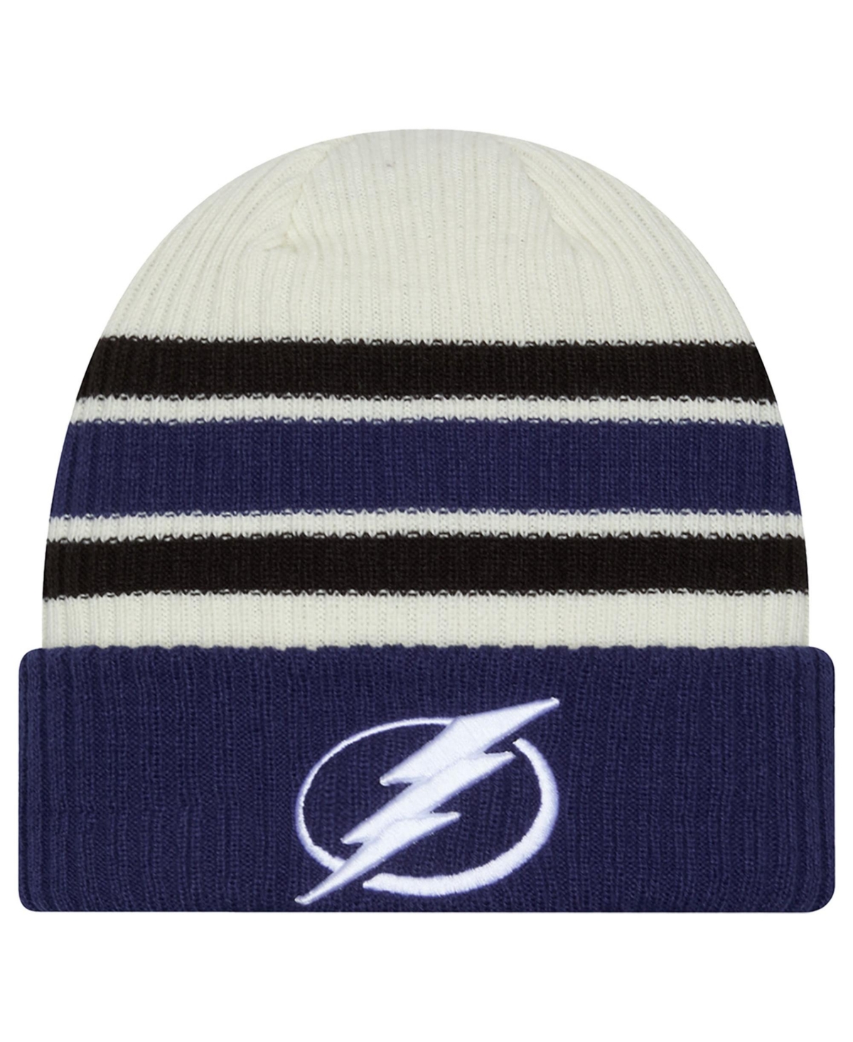 New Era Tampa Bay Lightning Vintage Cuffed Knit Hat - Cream, Blue
