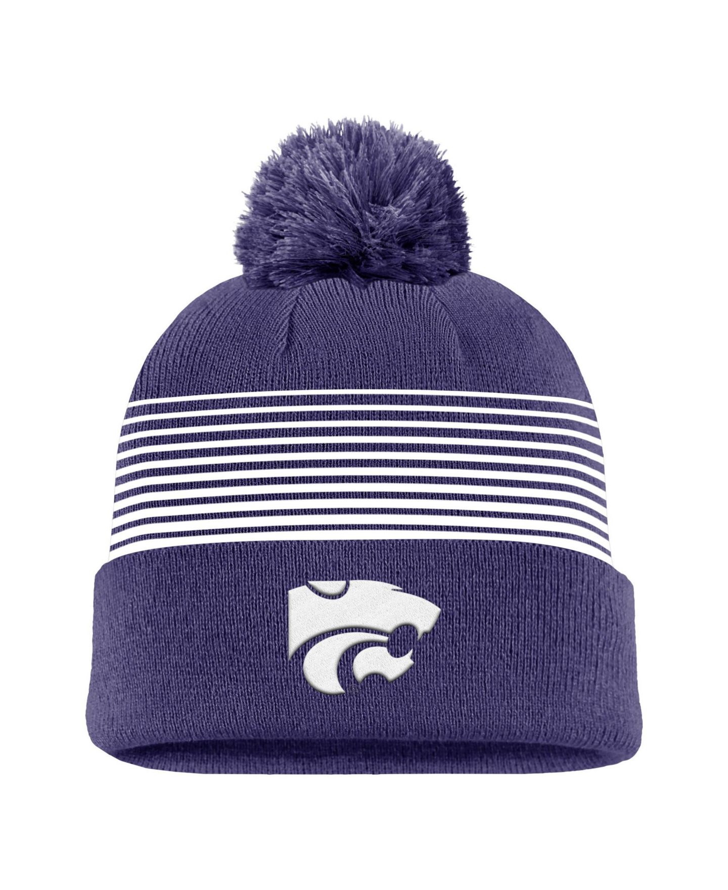 Мужской головной убор Nike Purple Kansas State Wildcats 2026 On-Field Peak Cuffed Knit Pom Hat — фото 1