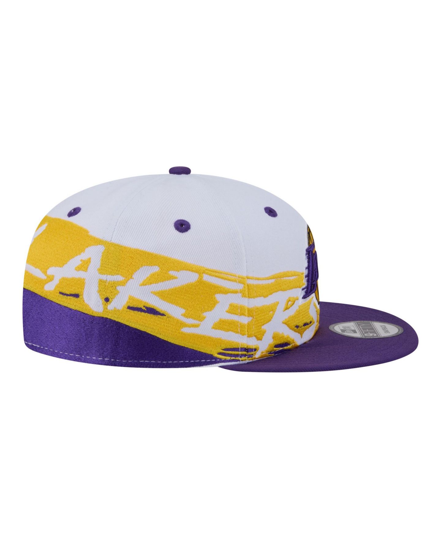 Мужская кепка New Era White/Purple Los Angeles Lakers Swept 9FIFTY Snapback Hat — фото 6