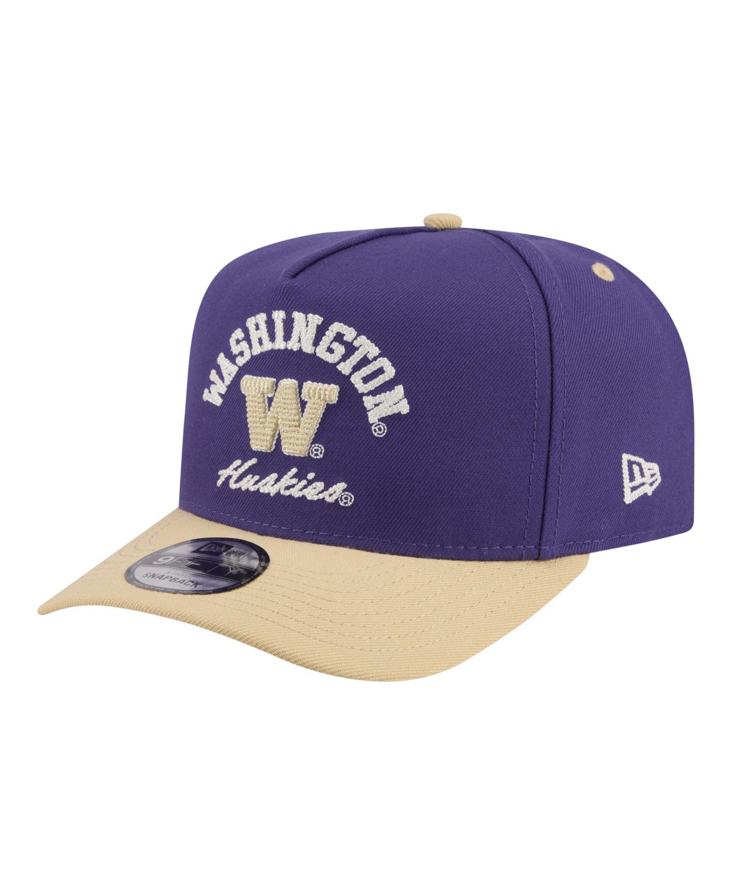 Мужская кепка New Era Purple/Gold Washington Huskies Two-Tone Arched 9FIFTY Snapback Hat — фото 3