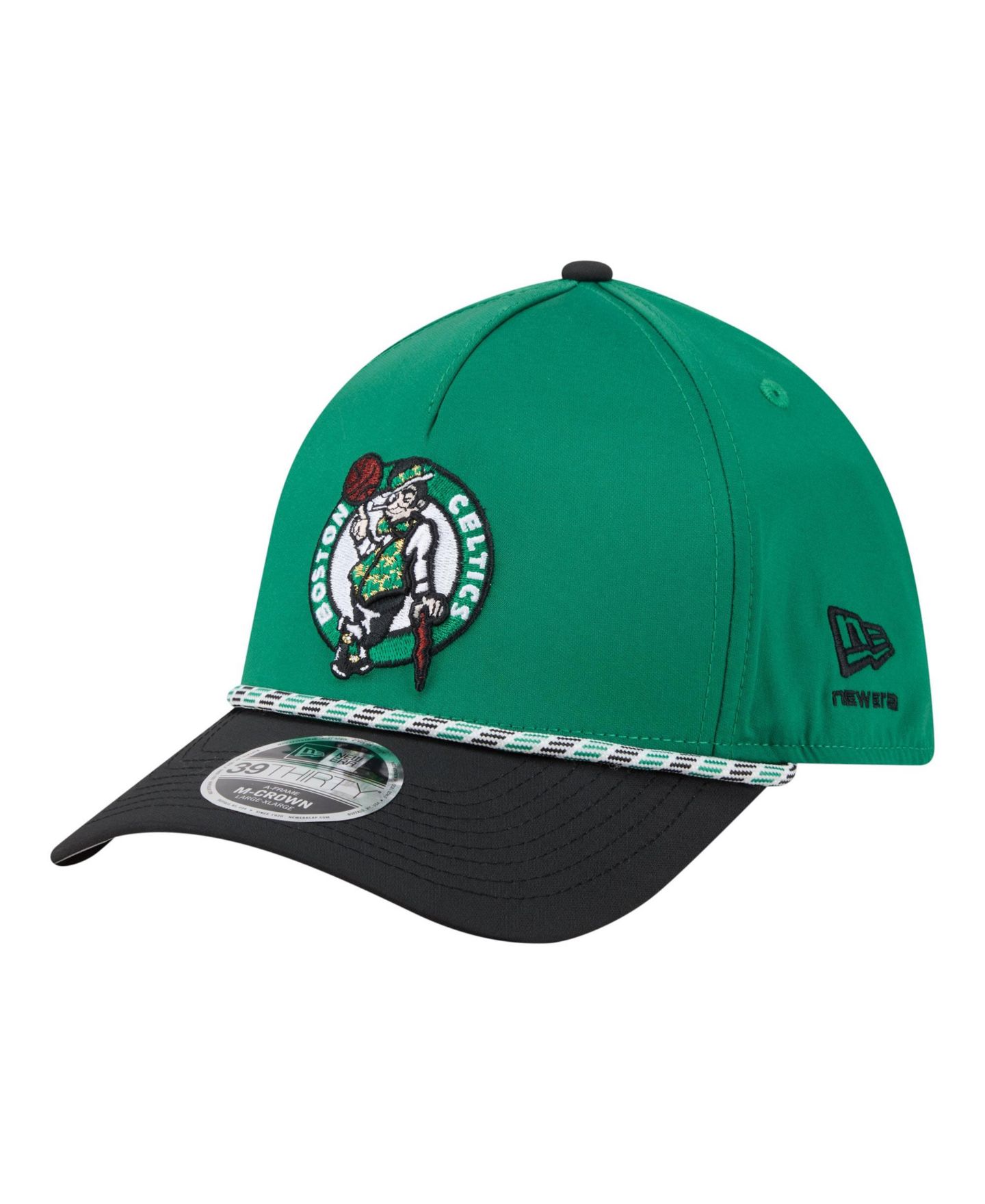 Мужская кепка New Era Kelly Green/Black Boston Celtics Rope Two-Tone M-Crown A-Frame 39THIRTY Flex Hat — фото 1