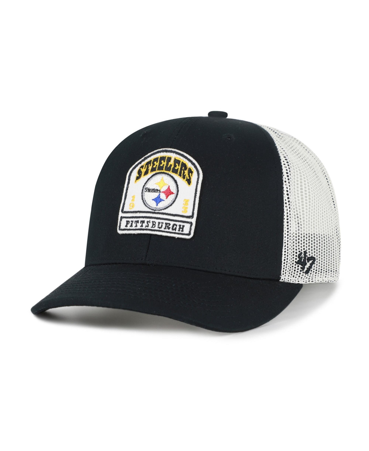 Men's '47  Black Pittsburgh Steelers  Headstone Trucker Adjustable Hat