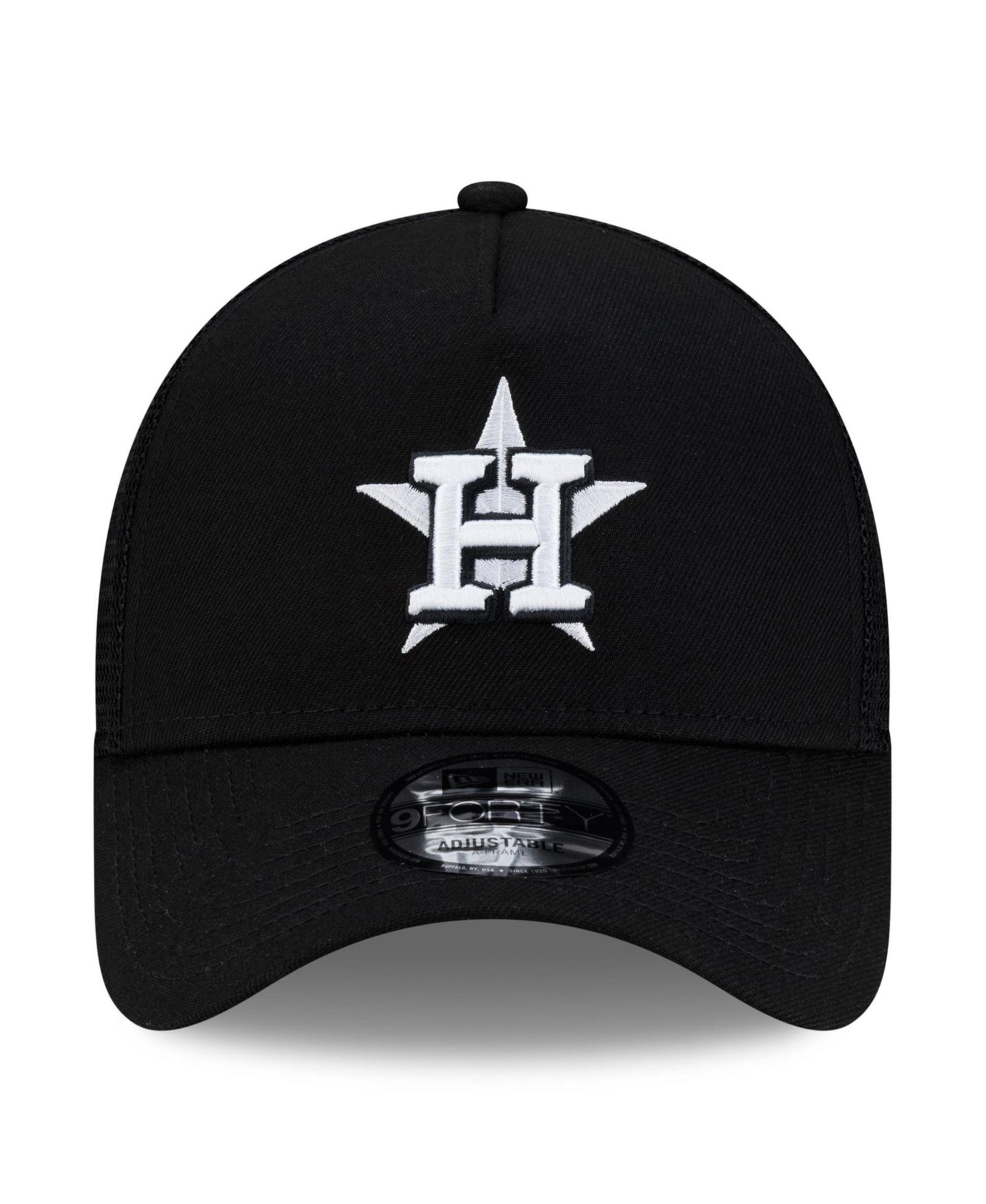 Мужская кепка New Era Black Houston Astros Side Script 9FORTY A-Frame Trucker Adjustable Hat — фото 2