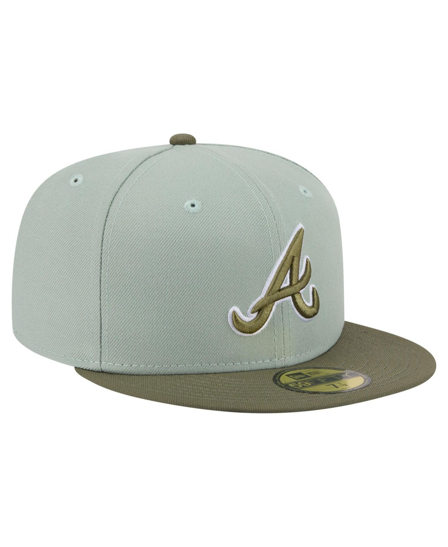 Мужские головные уборы New Era Green/Olive Atlanta Braves Color Pack 59FIFTY Fitted Hat — фото 3