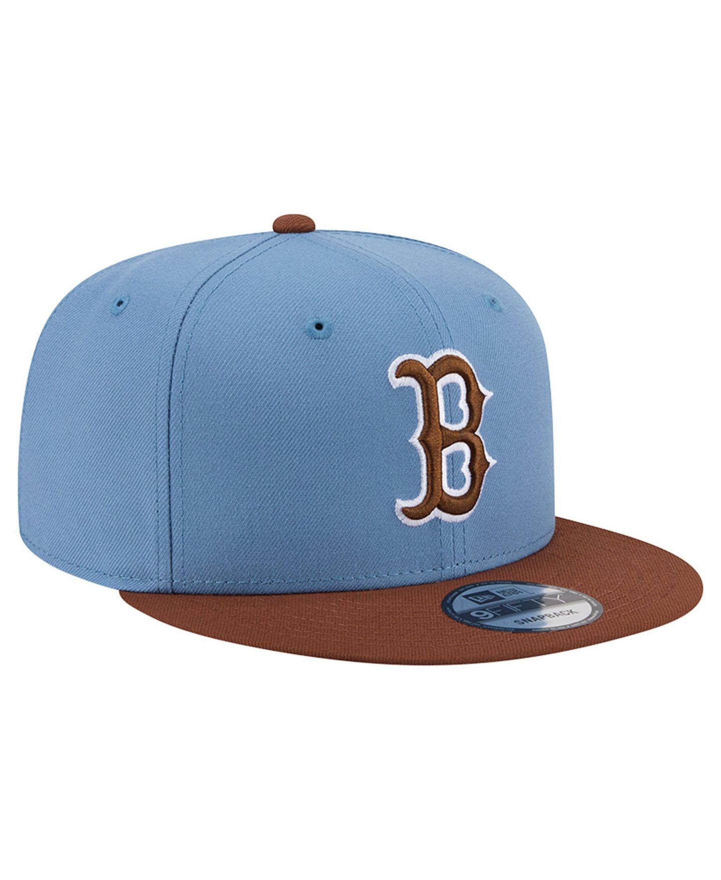 Мужские головные уборы New Era Light Blue/Brown Boston Red Sox Color Pack 9FIFTY Snapback Hat — фото 3