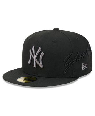Men's Black New York Yankees Side Script 59FIFTY Fitted Hat