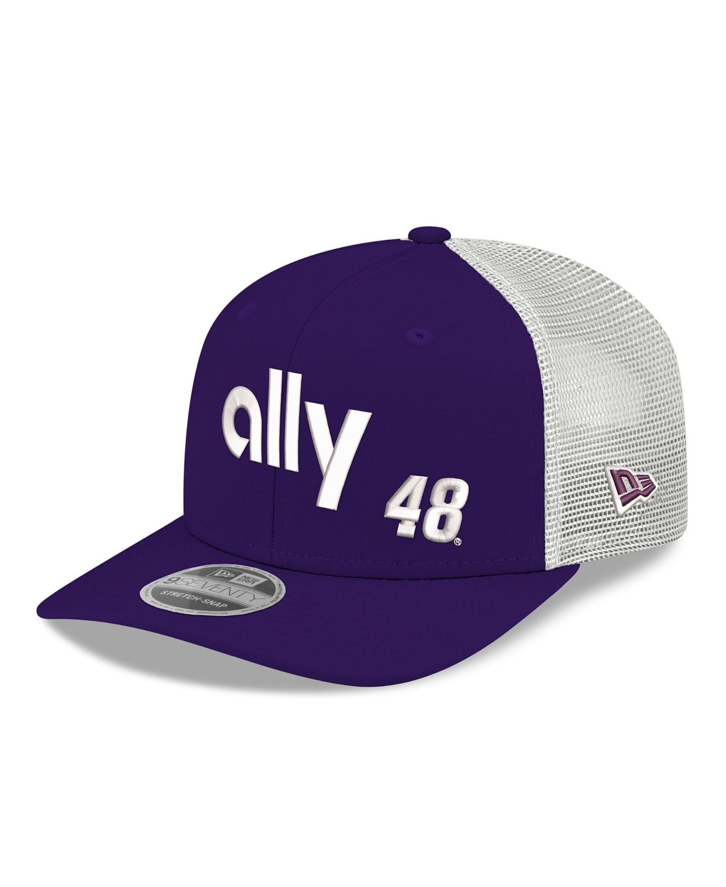 Мужская кепка New Era Purple/White Alex Bowman 2026 ally 9SEVENTY Adjustable Trucker Hat — фото 3