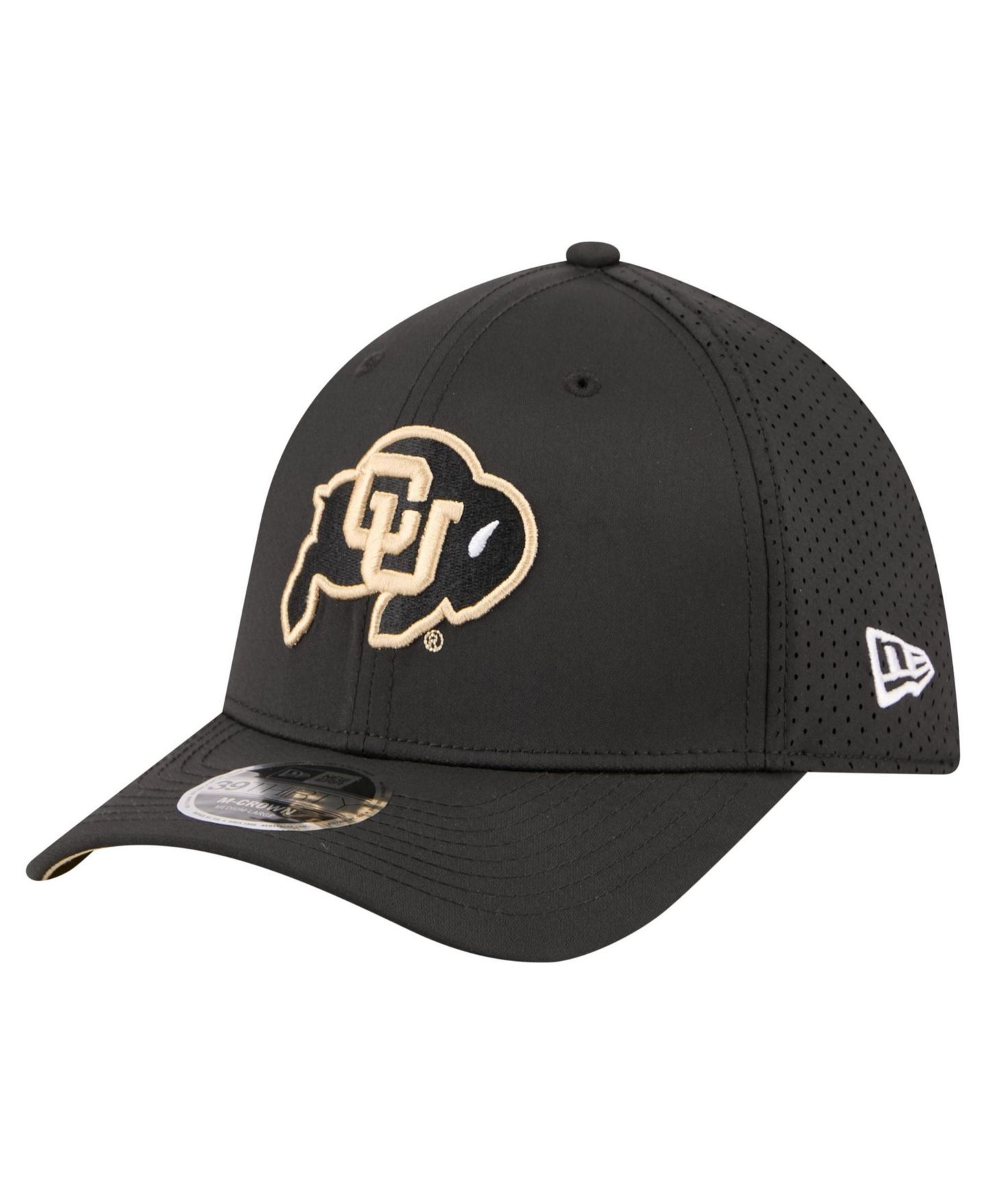 Мужской головной убор New Era Black Colorado Buffaloes 39THIRTY M-Crown Stretch Hat — фото 3