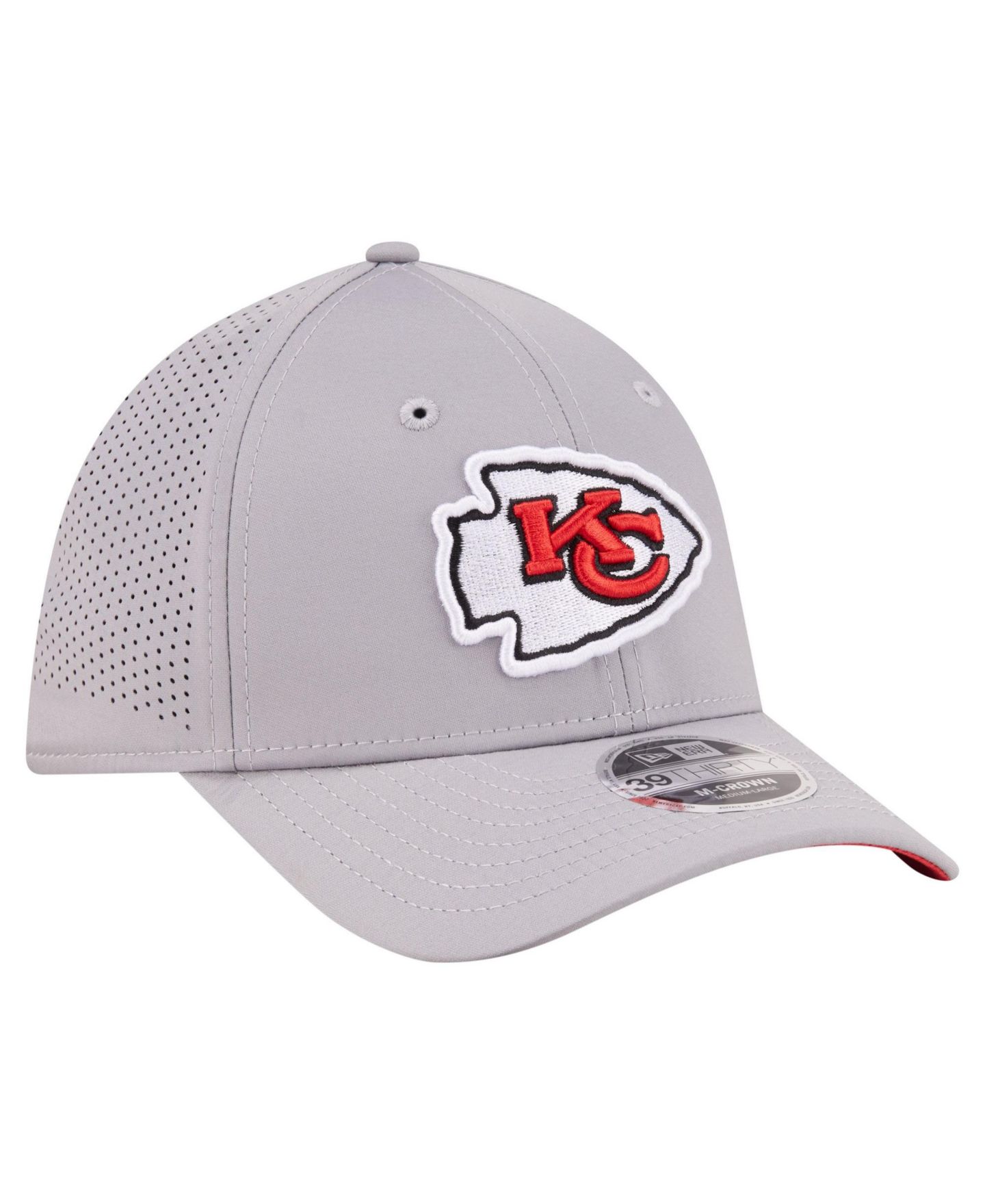 Мужской головной убор New Era Gray Kansas City Chiefs 39THIRTY M-Crown Stretch Hat — фото 3