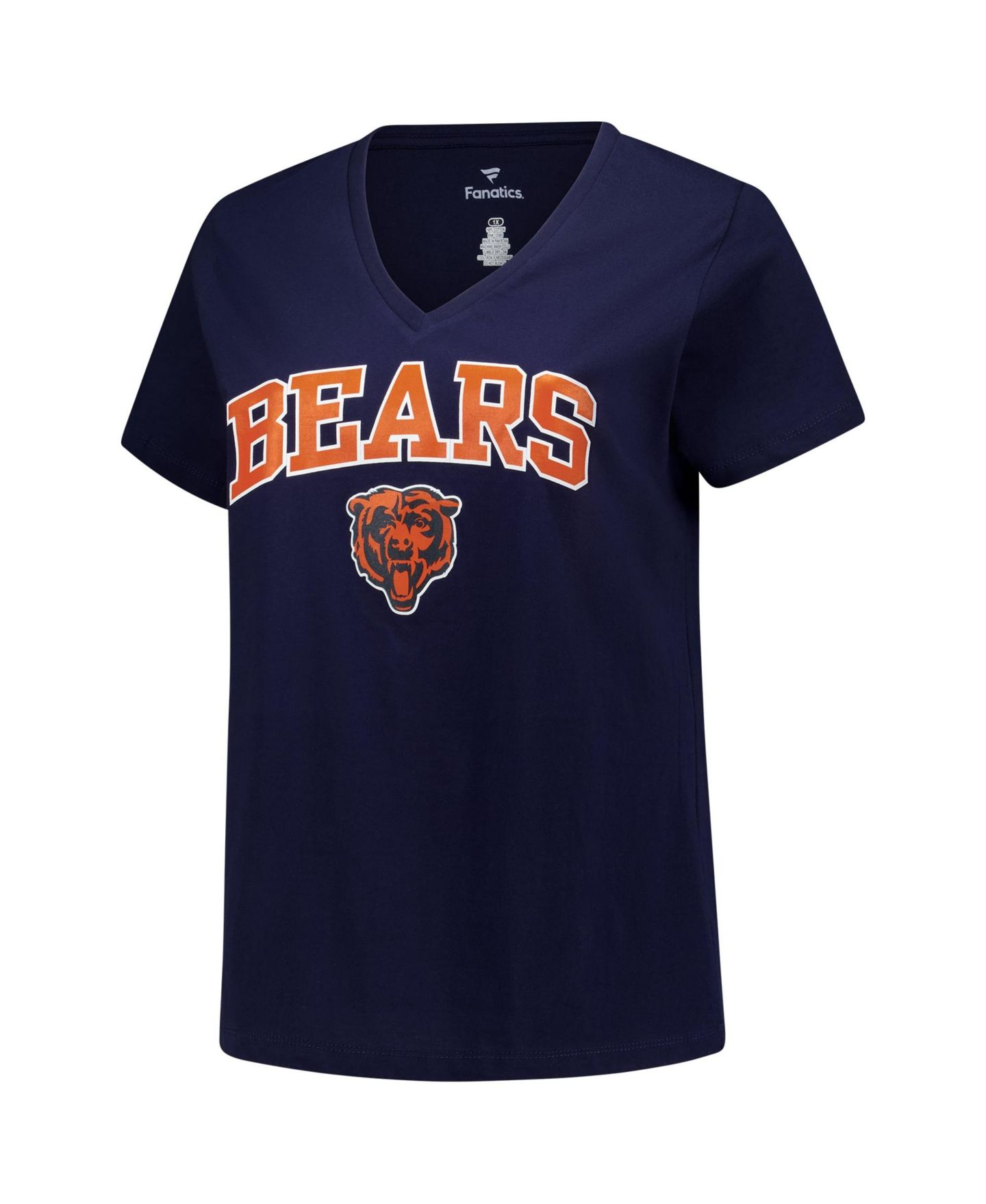 Женская футболка Fanatics Navy Chicago Bears Plus Size Arch Over Logo V-Neck — фото 2