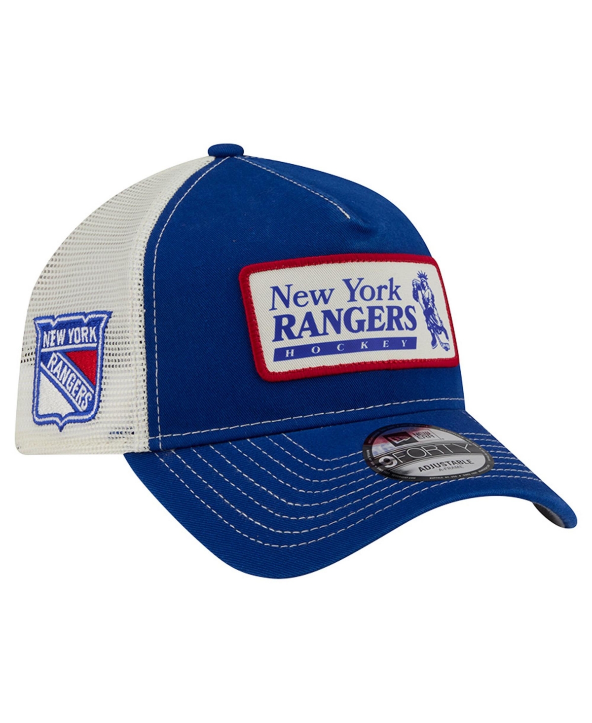 New Era New York Rangers 9FORTY A-Frame Adjustable Woven Patch Trucker Hat