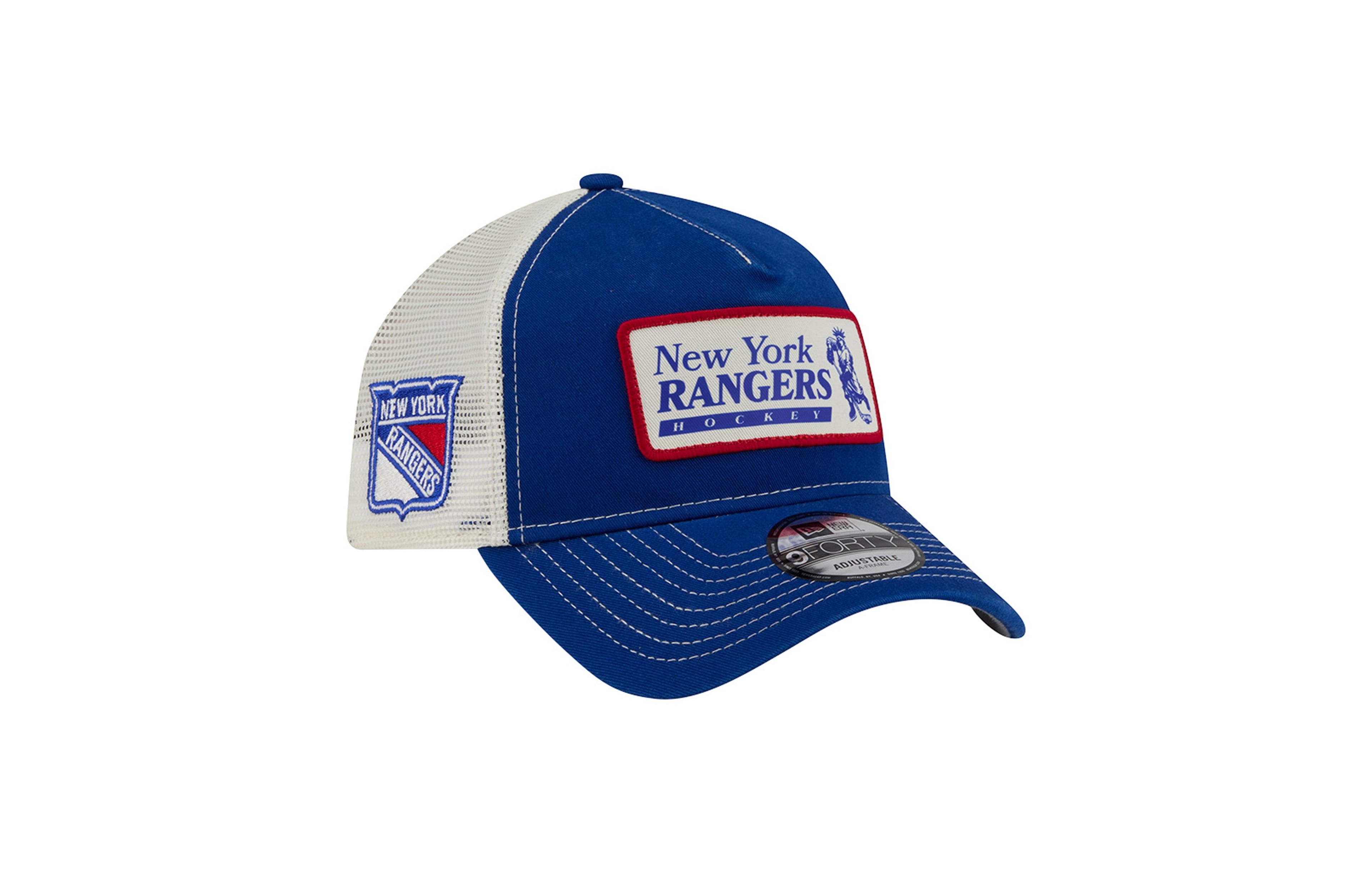 New Era New York Rangers 9FORTY A-Frame Adjustable Woven Patch Trucker Hat