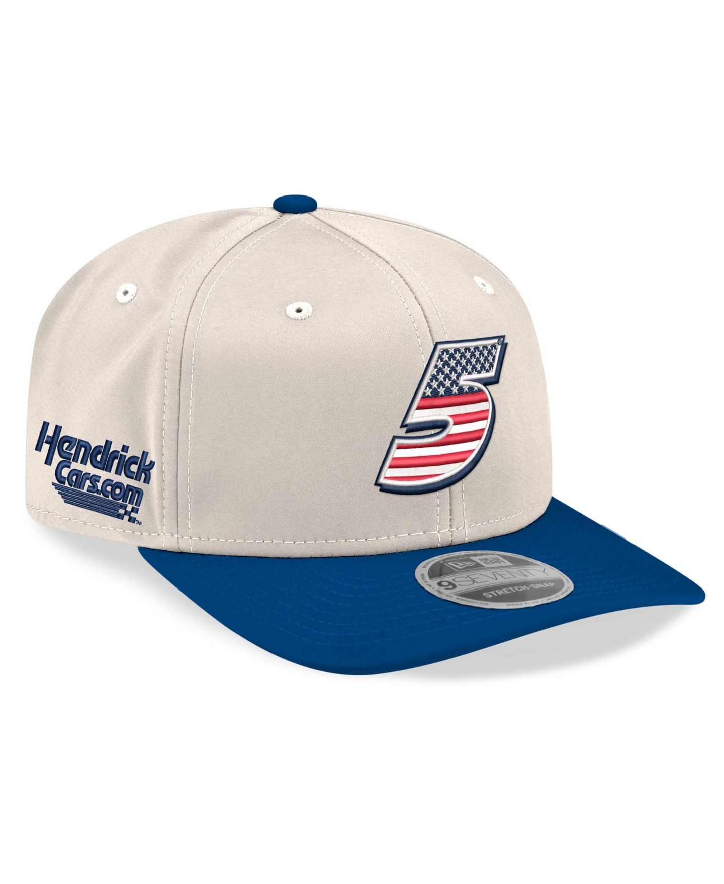 Мужской головной убор New Era Beige/Royal Kyle Larson 9SEVENTY Flag Stretch-Snap Hat — фото 1