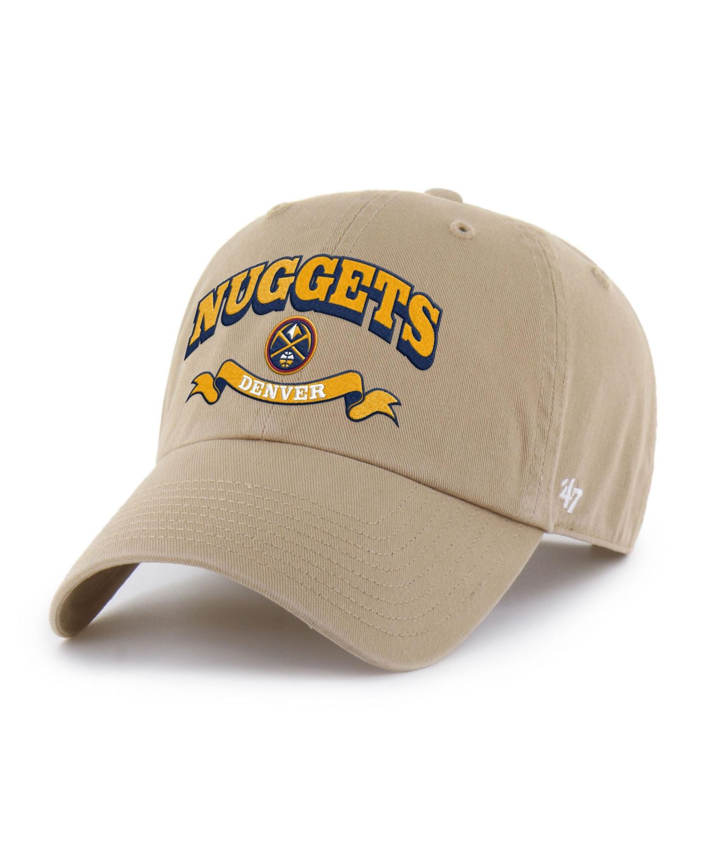 Мужская кепка '47 Brand Khaki Denver Nuggets Fast Break Chase Region Clean Up Adjustable Hat — фото 1