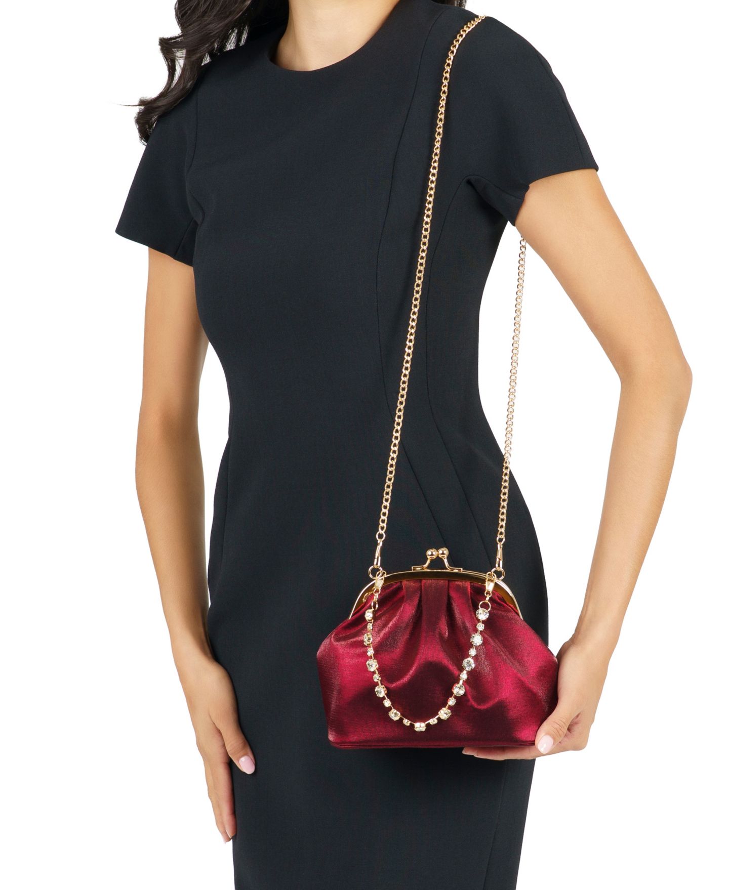 Женская сумка Nina Maura Crystal Vintage Style Mini Frame Handbag, цвет: Бордо — фото 3