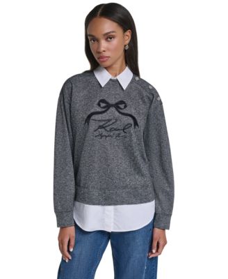 Women's Collared Oversized Logo-Bow Sweatshirt