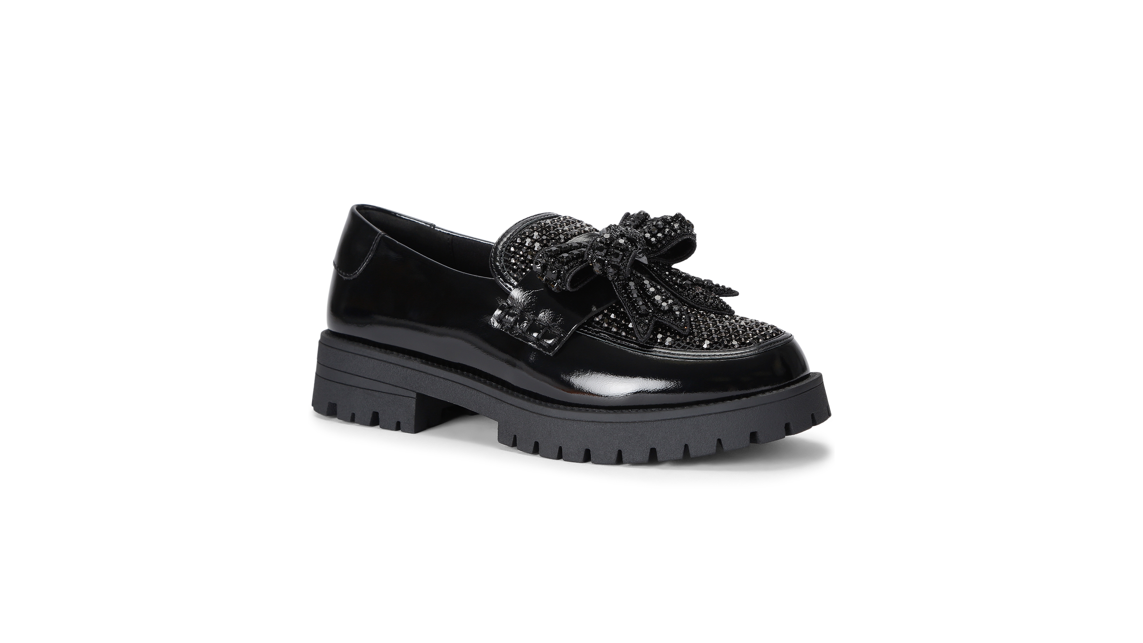 Kurt Geiger London Women's Bow Crystal Lug-Sole Leather Loafers